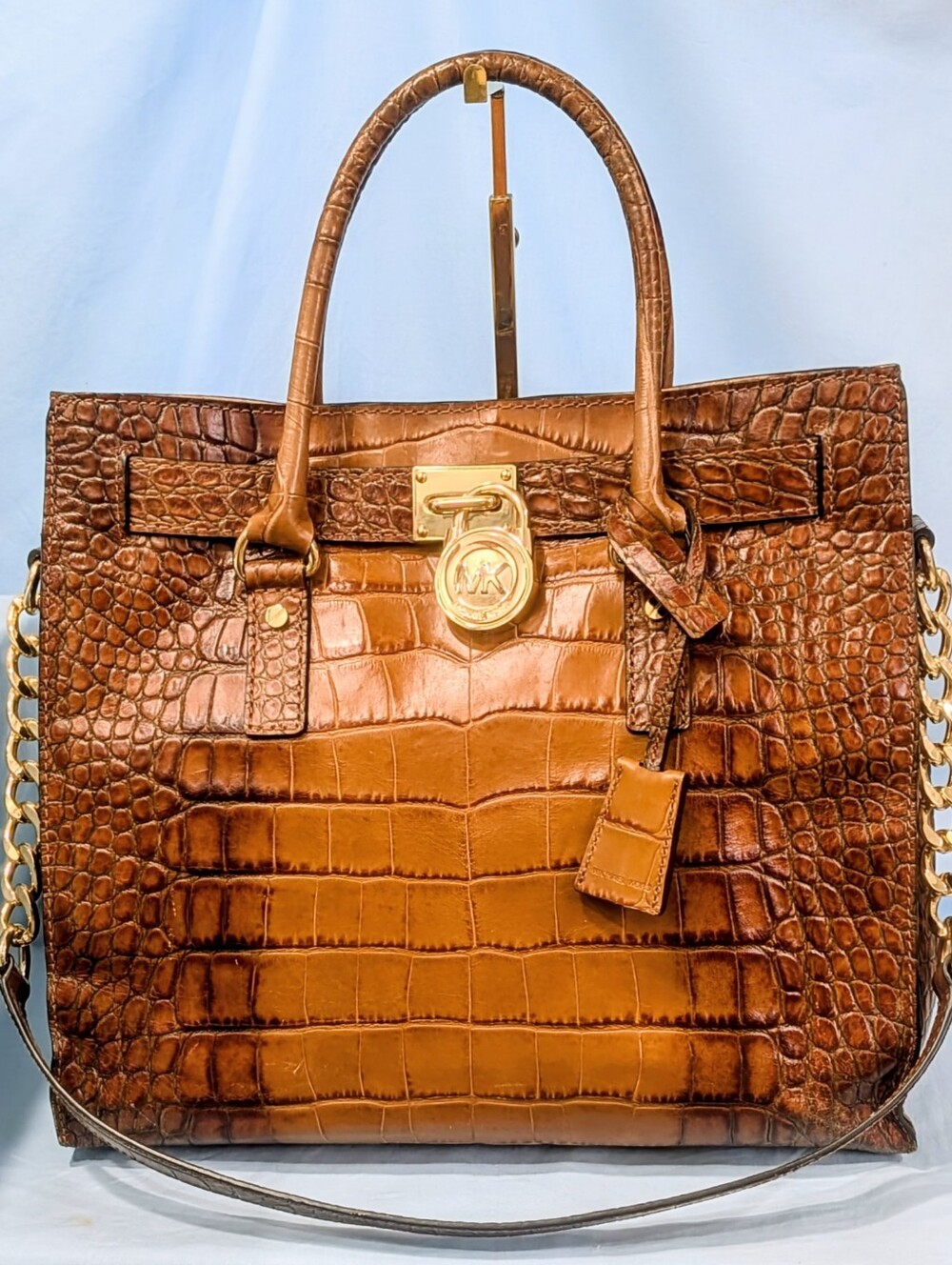 VEUC Michael Kors Large Crocodile Hamilton Tote in Cognac Ombre
